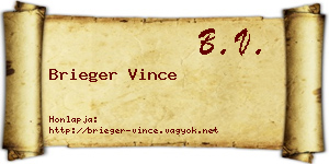 Brieger Vince névjegykártya